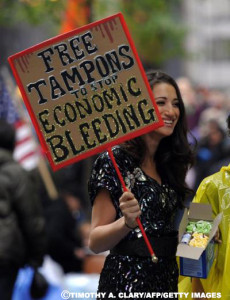 weiss wolf with free tampons placard